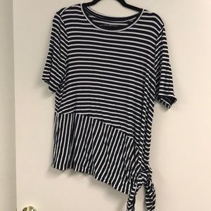 Striped T-shirt with side tie detail